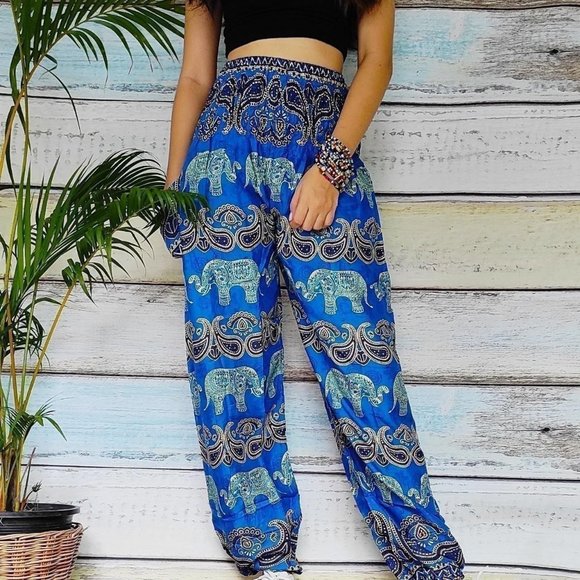 Unbranded Pants - Blue elephant harem pants